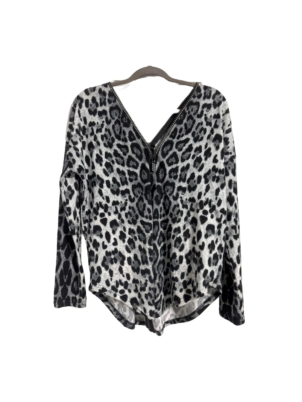 Bluză QUIZ EU 36 | Bej, Normal, Mânecă lungă, Animal print, Design asimetric, Poliester