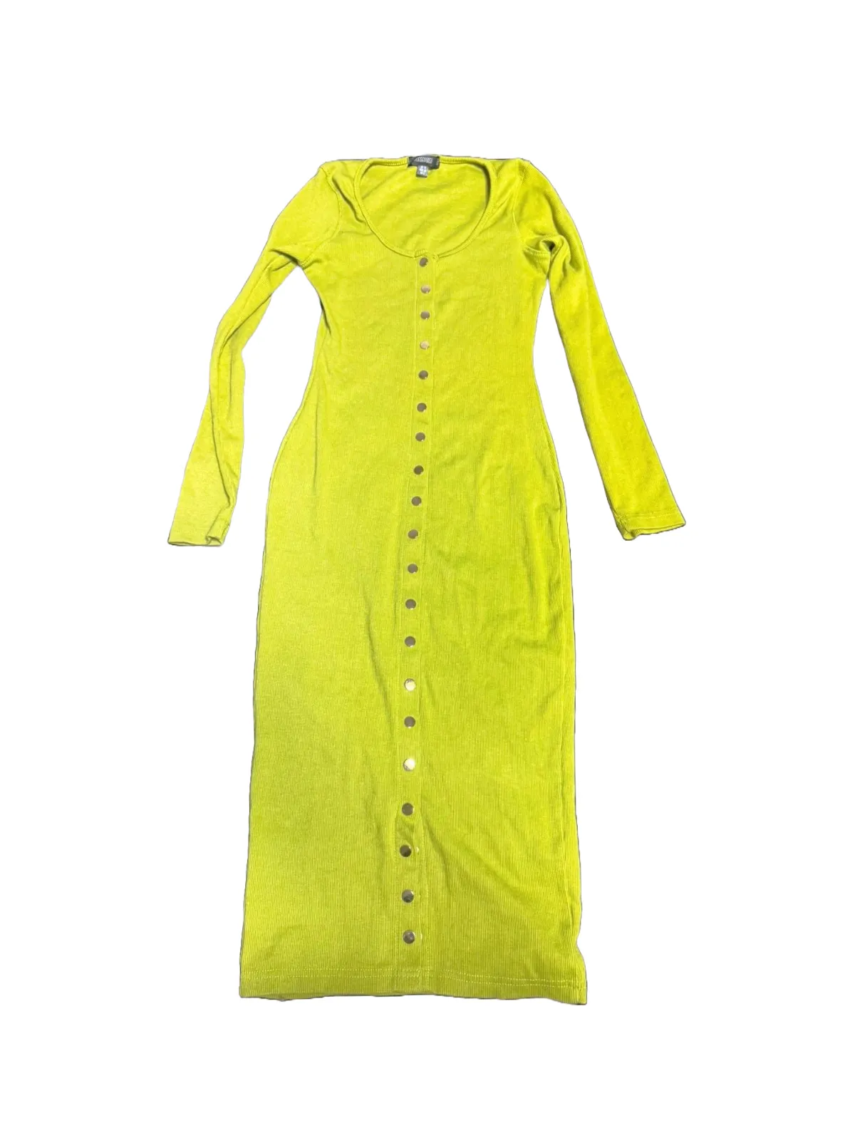 Rochie mulată Missguided EU 38 | Verde lime, Midi, Mânecă lungă, Poliester