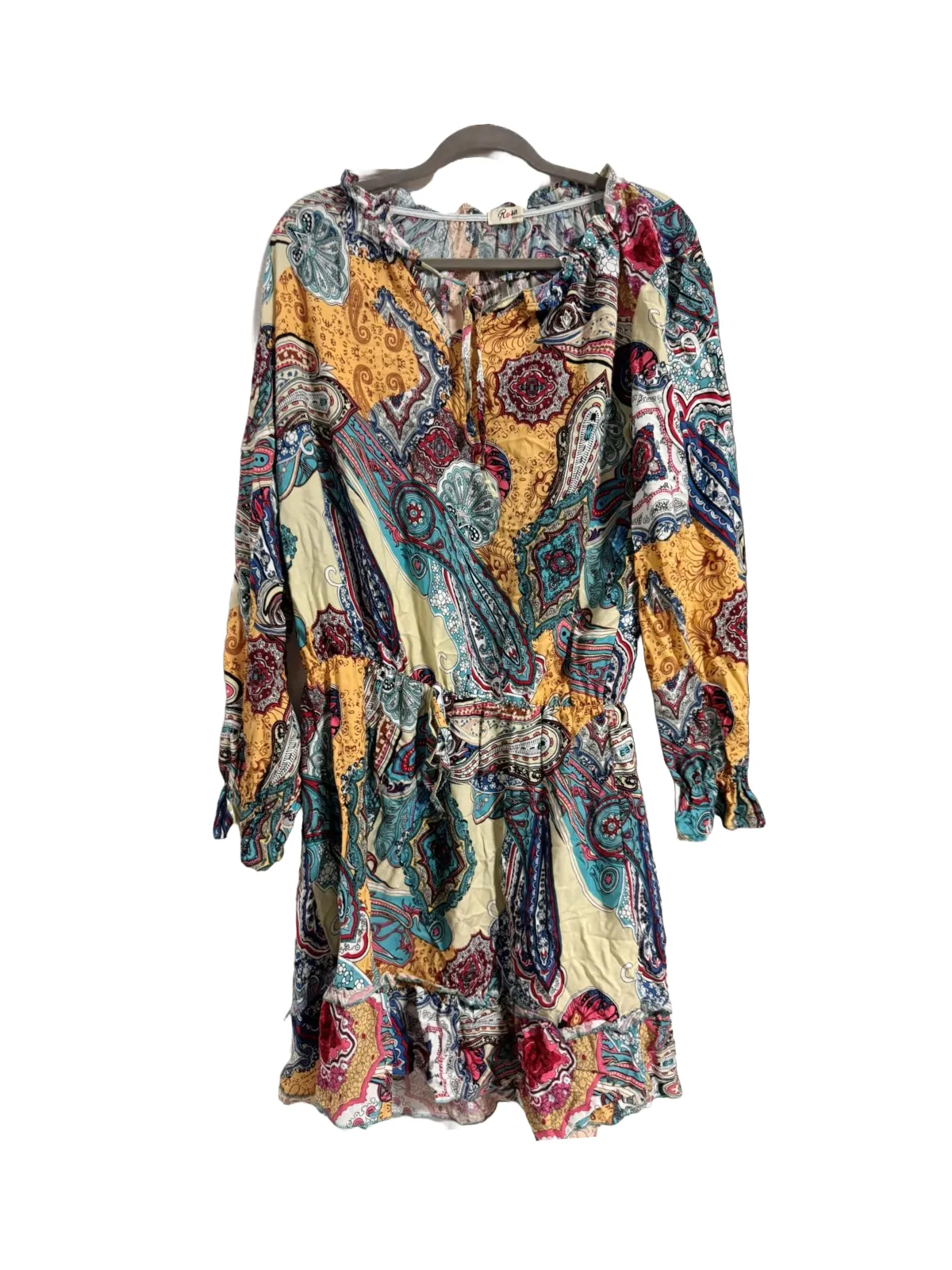 Rochie casual ROSA FASHION EU 38 | Multicolor, Mini, Mânecă lungă, Floral & Tropical, Vâscoză