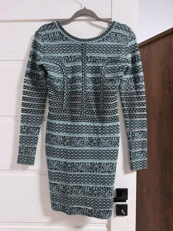 Rochie mulată SOKY&SOKA EU 36 | Turcoaz, Mini, Mânecă lungă, Dantelă, Vâscoză - Image 2