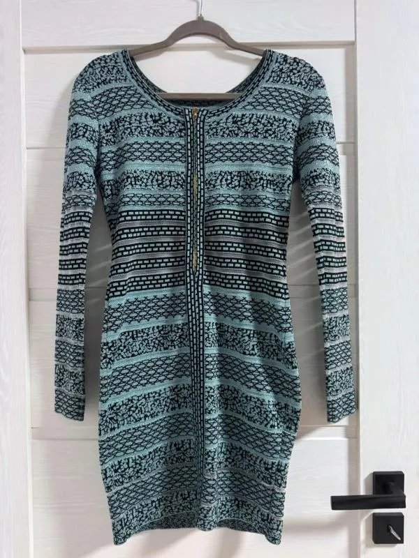 Rochie mulată SOKY&SOKA EU 36 | Turcoaz, Mini, Mânecă lungă, Dantelă, Vâscoză - Image 3