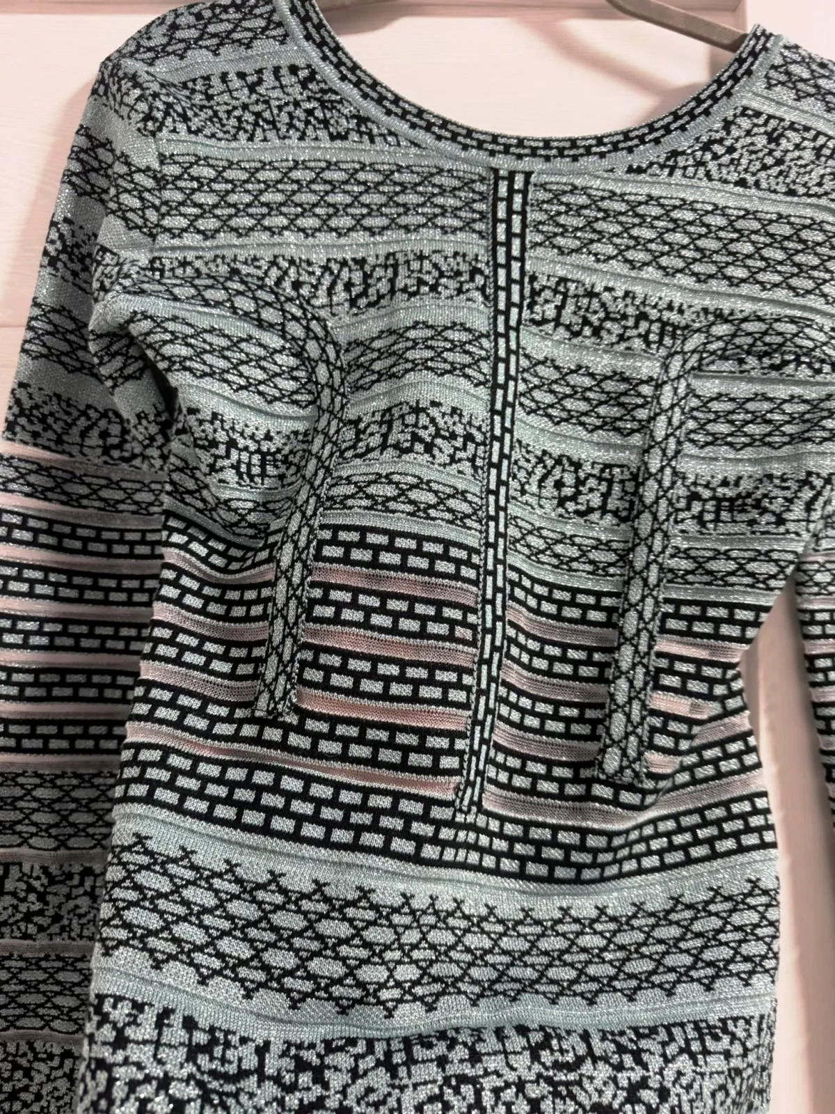 Rochie mulată SOKY&SOKA EU 36 | Turcoaz, Mini, Mânecă lungă, Dantelă, Vâscoză - Image 4