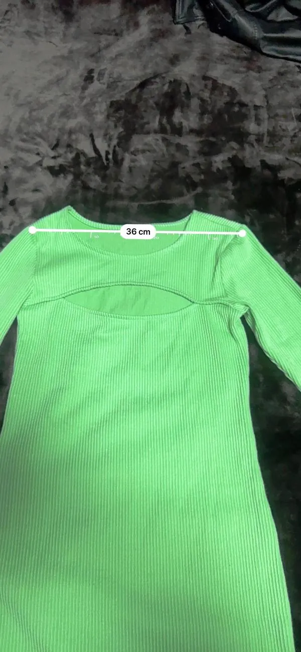Rochie casual Sinsay EU 36 | Verde lime, Mini, Mânecă lungă, Cu decupaje, Poliester - Image 6