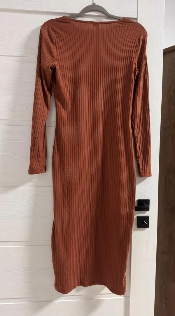 Rochie mulată NLY Trend EU 38 | Maro, Midi, Mânecă lungă, Poliester - Image 3