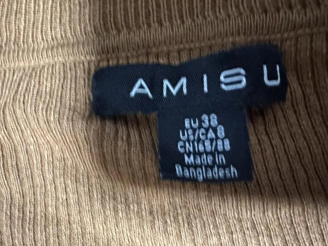 Rochie mulată AMISU EU 38 | Bej, Midi, Mânecă scurtă, Poliester - Image 3