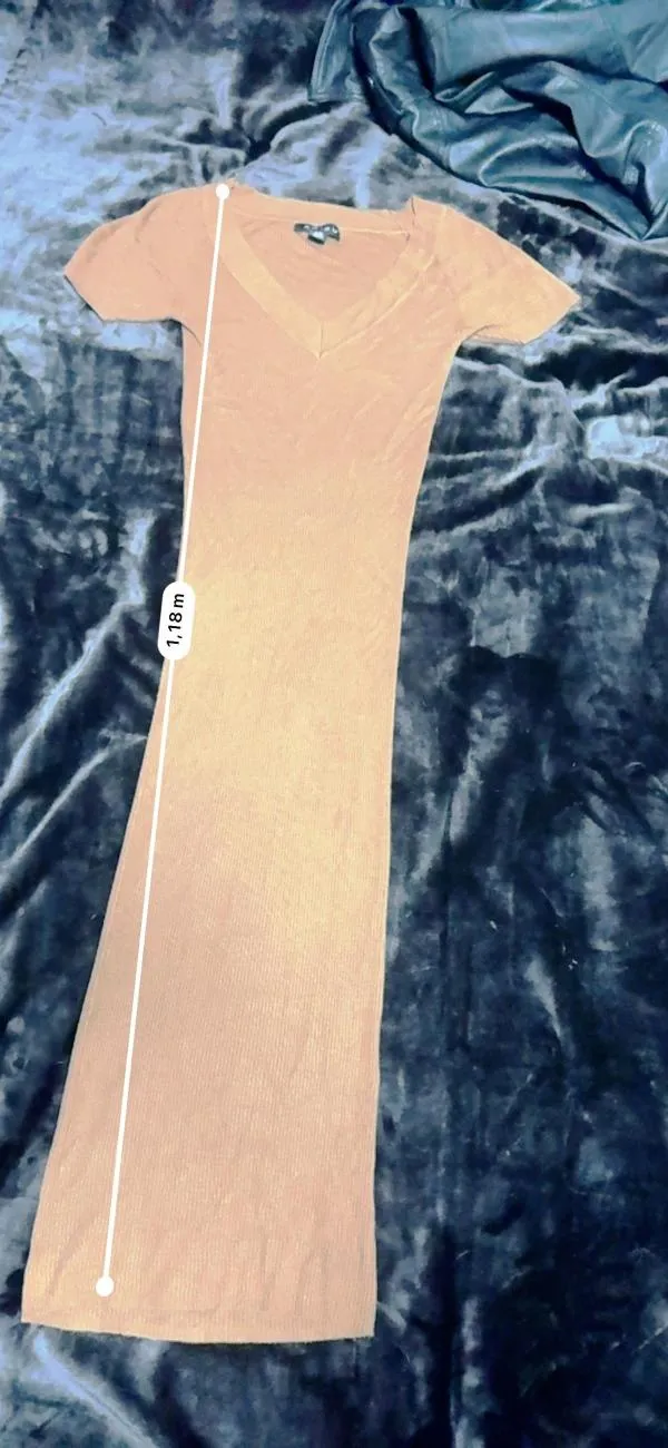 Rochie mulată AMISU EU 38 | Bej, Midi, Mânecă scurtă, Poliester - Image 4