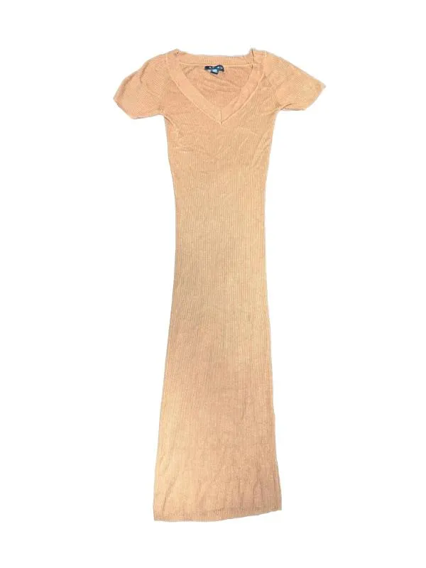 Rochie mulată AMISU EU 38 | Bej, Midi, Mânecă scurtă, Poliester
