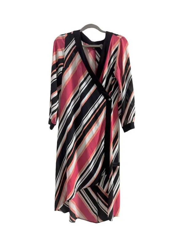 Rochie casual Lipsy London EU 38 | Multicolor, Midi, Mânecă lungă, Dungi, Design asimetric, Poliester
