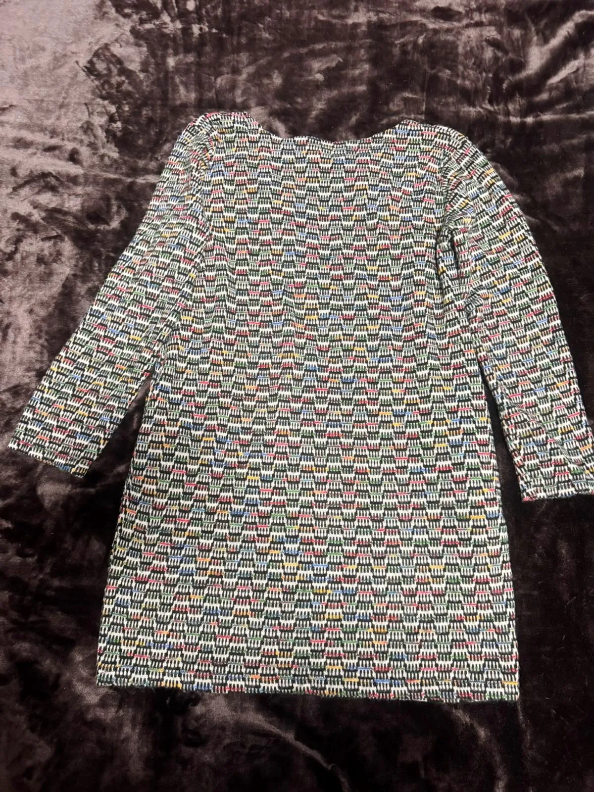Rochie casual EU 36 | Multicolor, Mini, Mânecă trei sferturi, Abstract & Color Block, Acrilic - Image 3
