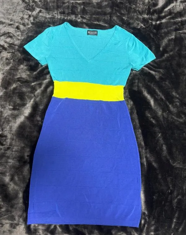 Rochie casual LAURA SCOTT EU 38 | Bleu, Mini, Mânecă scurtă, Acrilic - Image 2