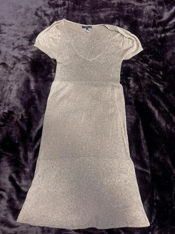 Rochie casual Mango EU 38 | Auriu, Midi, Mânecă scurtă, Acrilic - Image 2