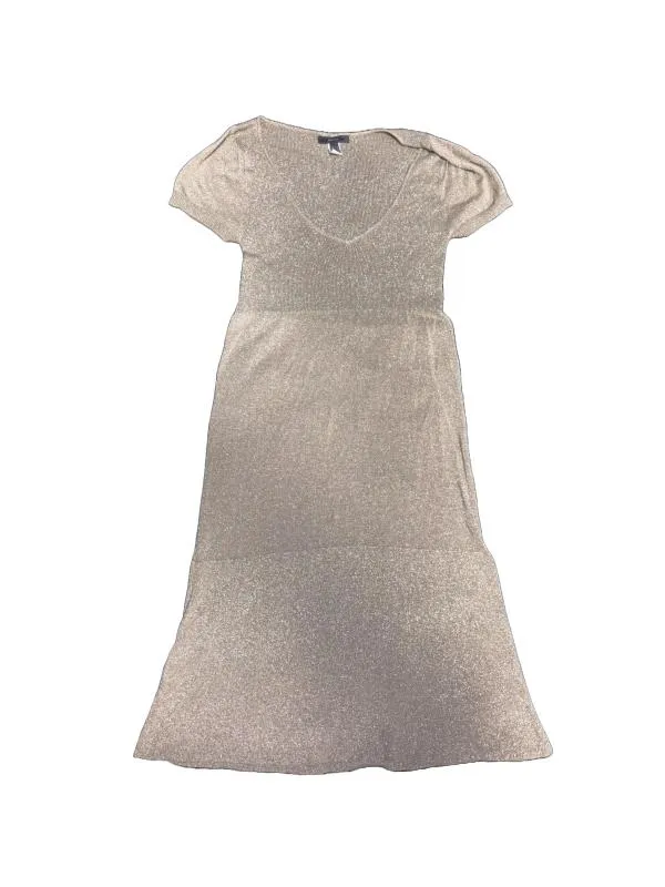 Rochie casual Mango EU 38 | Auriu, Midi, Mânecă scurtă, Acrilic