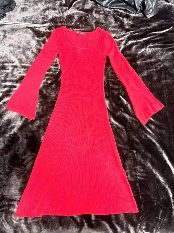 Rochie casual BODYFLIRT EU 38 | Roșu, Midi, Mânecă lungă, Vâscoză - Image 2