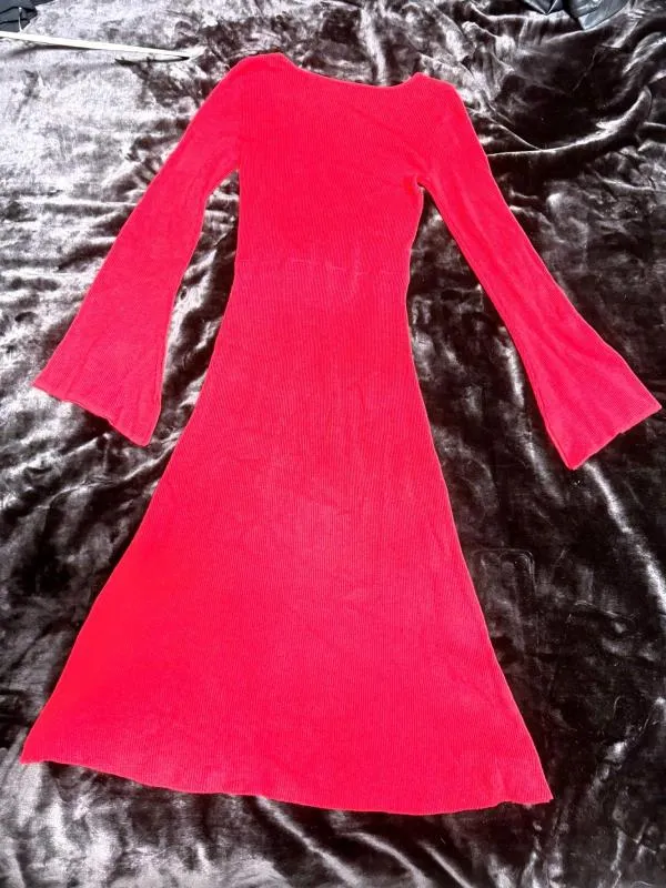 Rochie casual BODYFLIRT EU 38 | Roșu, Midi, Mânecă lungă, Vâscoză - Image 3