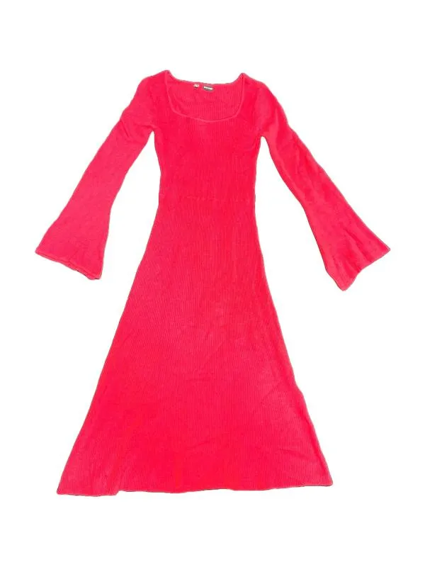 Rochie casual BODYFLIRT EU 38 | Roșu, Midi, Mânecă lungă, Vâscoză
