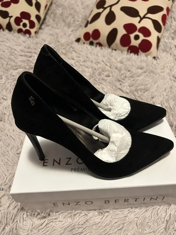 Pantofi cu toc înalt Enzo Bertini EU 39 | Negru, Piele întoarsă Suede - Image 2