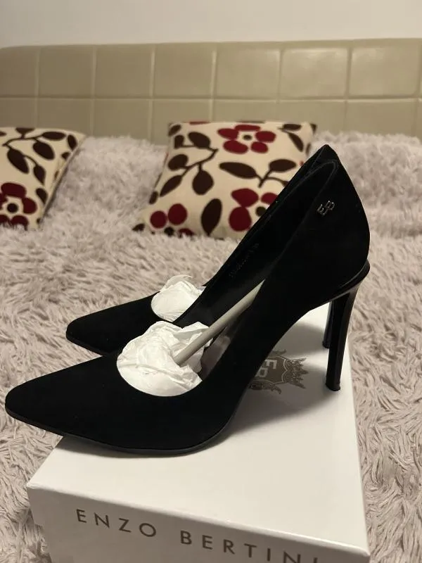 Pantofi cu toc înalt Enzo Bertini EU 39 | Negru, Piele întoarsă Suede - Image 6