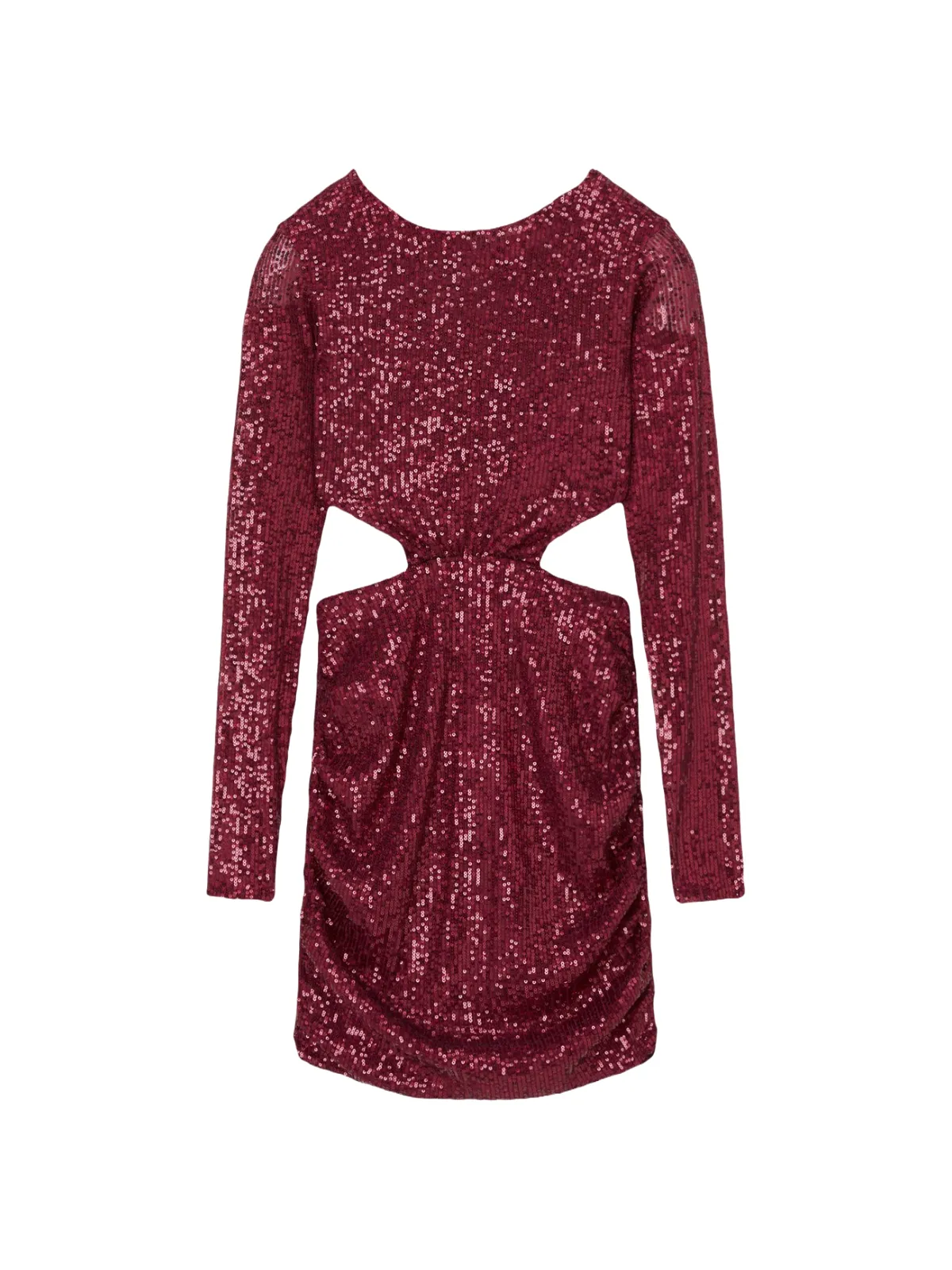 Rochie de seară Pull&Bear EU 36 | Burgundy, Mini, Mânecă lungă, Paiete