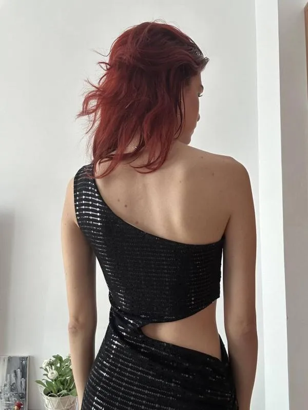 Rochie de seară Sisters Point EU 36 | Negru, Mini, Bretele după gât - Image 3