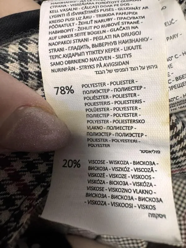 Pantaloni Sinsay EU 36 | Bej, Lungi, Talie înaltă, Tapered (Conici) fit, Carouri, Poliester - Image 5