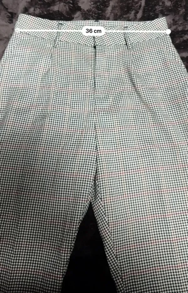 Pantaloni Sinsay EU 36 | Bej, Lungi, Talie înaltă, Tapered (Conici) fit, Carouri, Poliester - Image 7