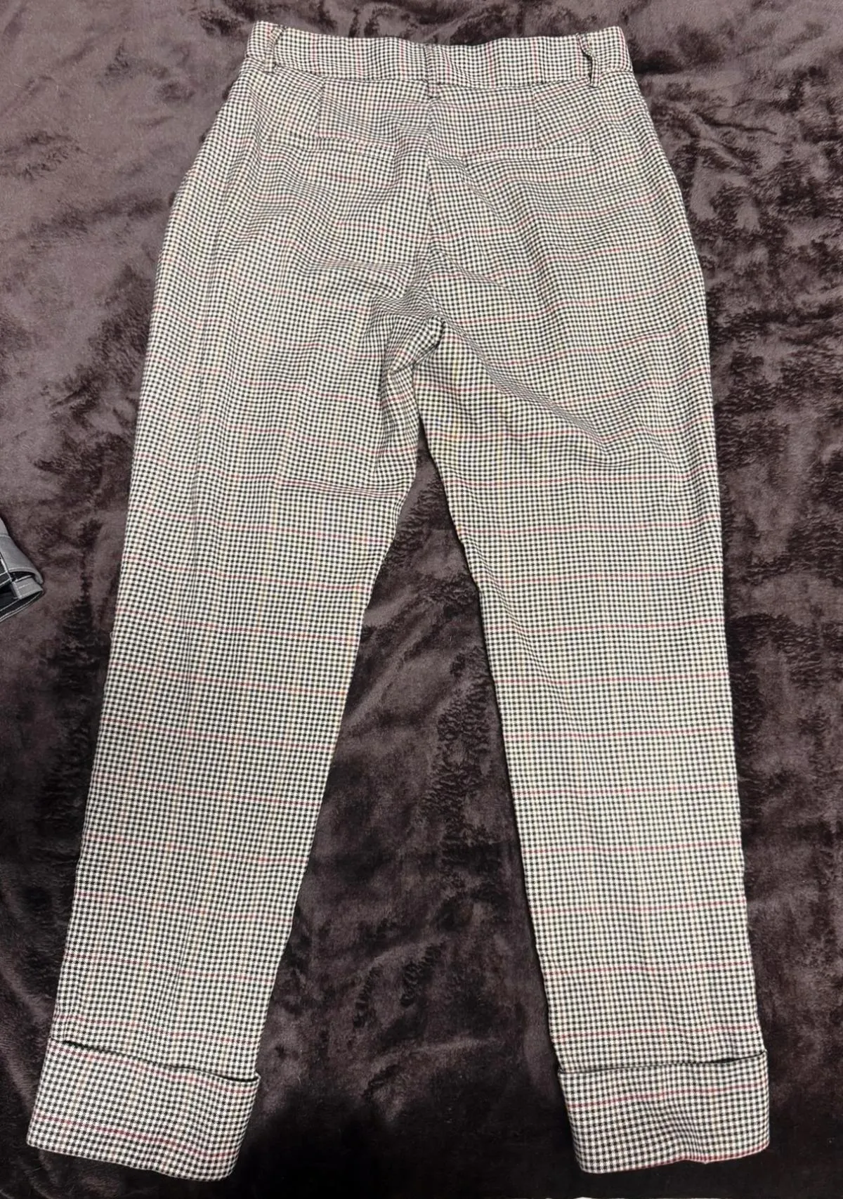 Pantaloni Sinsay EU 36 | Bej, Lungi, Talie înaltă, Tapered (Conici) fit, Carouri, Poliester - Image 3
