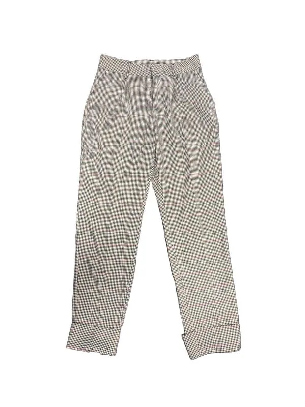 Pantaloni Sinsay EU 36 | Bej, Lungi, Talie înaltă, Tapered (Conici) fit, Carouri, Poliester