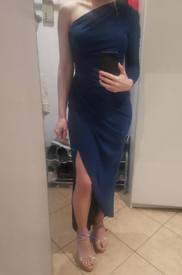 Rochie de seară Shein XS | Albastru, Maxi, Pe un umăr - Image 3