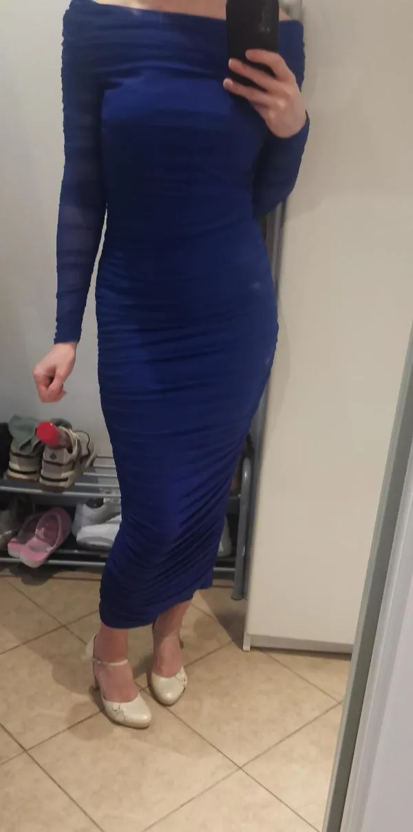 Rochie de seară Shein S | Albastru, Maxi, Cu umerii goi - Image 7