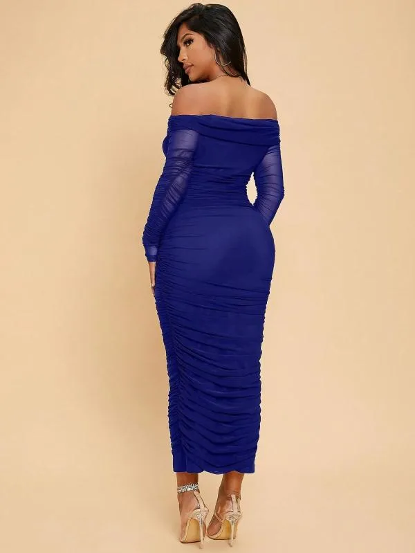 Rochie de seară Shein S | Albastru, Maxi, Cu umerii goi - Image 2