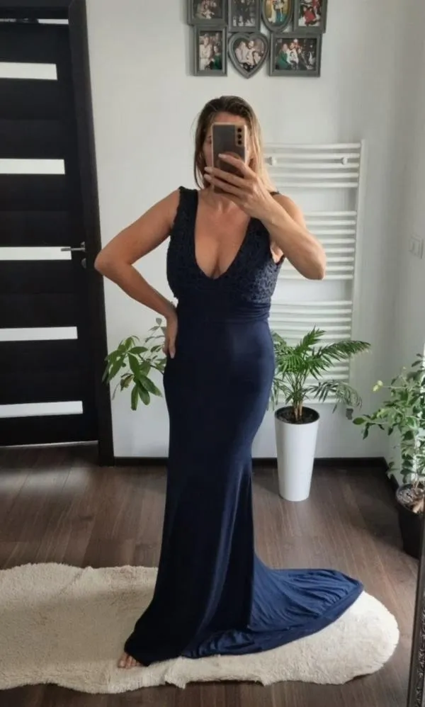 Rochie de seară TFNC London EU 36 | Bleumarin, Maxi, Fără mâneci, Paiete - Image 2