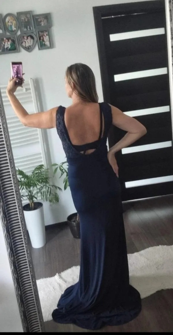 Rochie de seară TFNC London EU 36 | Bleumarin, Maxi, Fără mâneci, Paiete - Image 3
