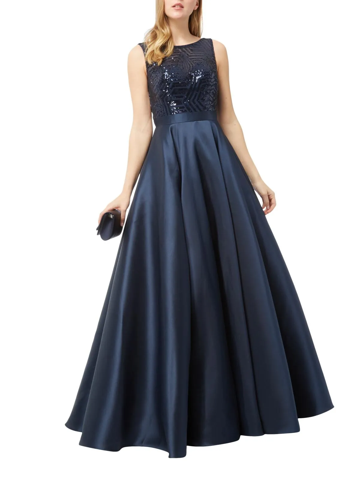 Rochie de seară Luxuar Limited EU 42 | Bleumarin, Maxi, Fără mâneci, Paiete