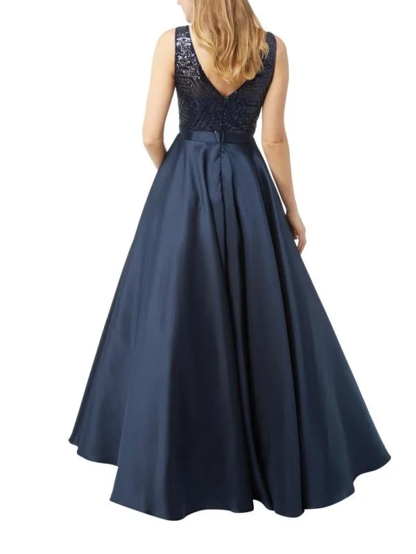 Rochie de seară Luxuar Limited EU 42 | Bleumarin, Maxi, Fără mâneci, Paiete - Image 3