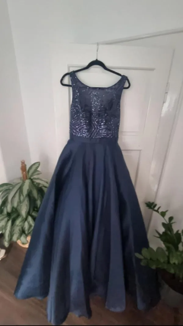 Rochie de seară Luxuar Limited EU 42 | Bleumarin, Maxi, Fără mâneci, Paiete - Image 7
