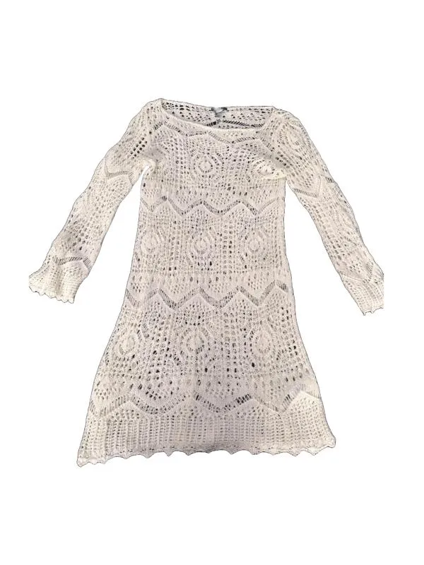 Rochie croșetată H&M EU 36 | Alb, Mini, Mânecă lungă, Acrilic