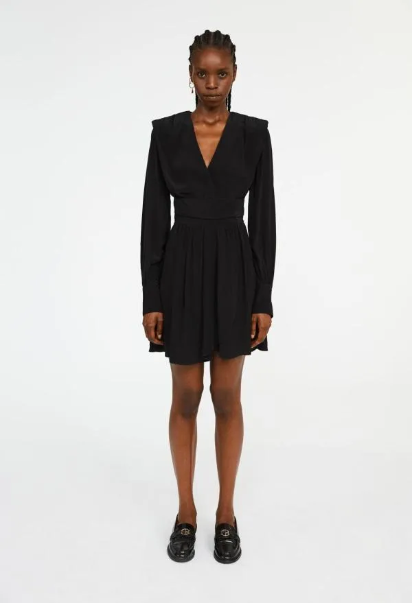 Rochie de seară CLAUDIE PIERLOT EU 38 | Negru, Mini, Mânecă lungă, Vâscoză - Image 2