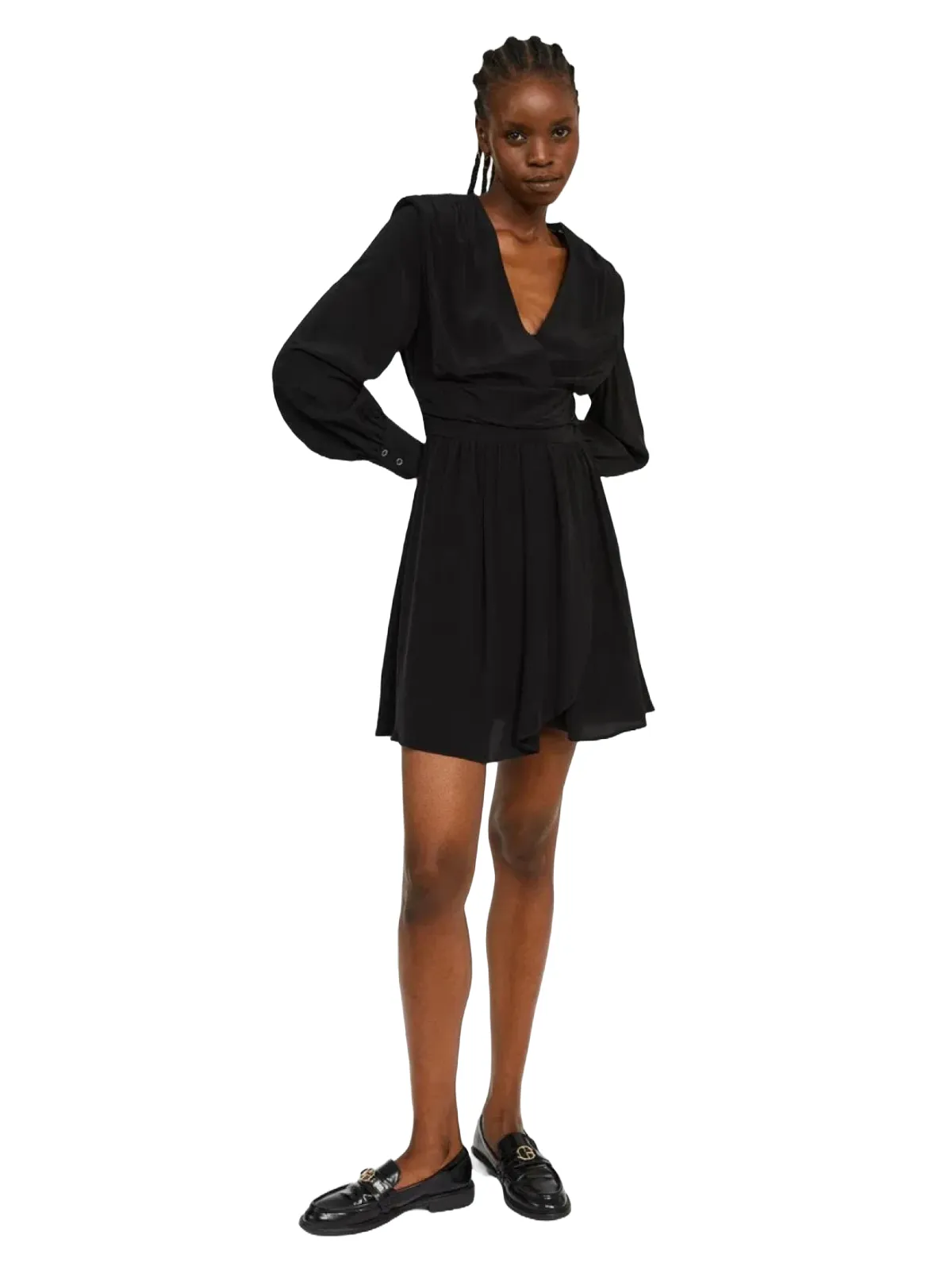 Rochie de seară CLAUDIE PIERLOT EU 38 | Negru, Mini, Mânecă lungă, Vâscoză