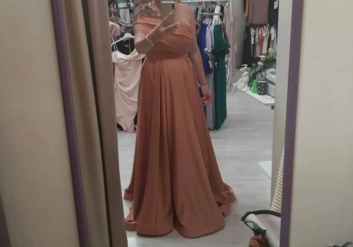 Rochie de seară Contessa EU 42 | Caramel, Maxi, Design asimetric - Image 7