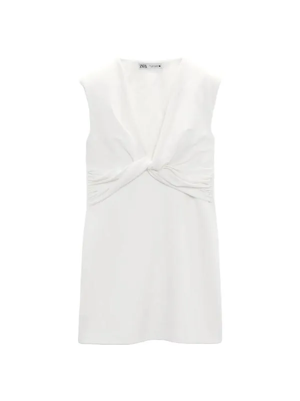 Rochie casual Zara EU 40 | Alb, Mini, Fără mâneci