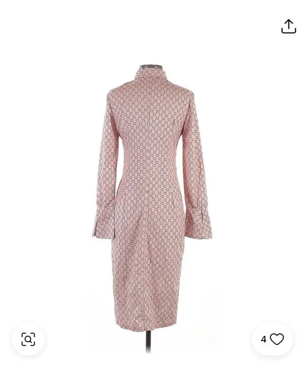 Rochie tip cămașă Glamaker EU 36 | Roz, Midi, Mânecă lungă, Carouri - Image 8