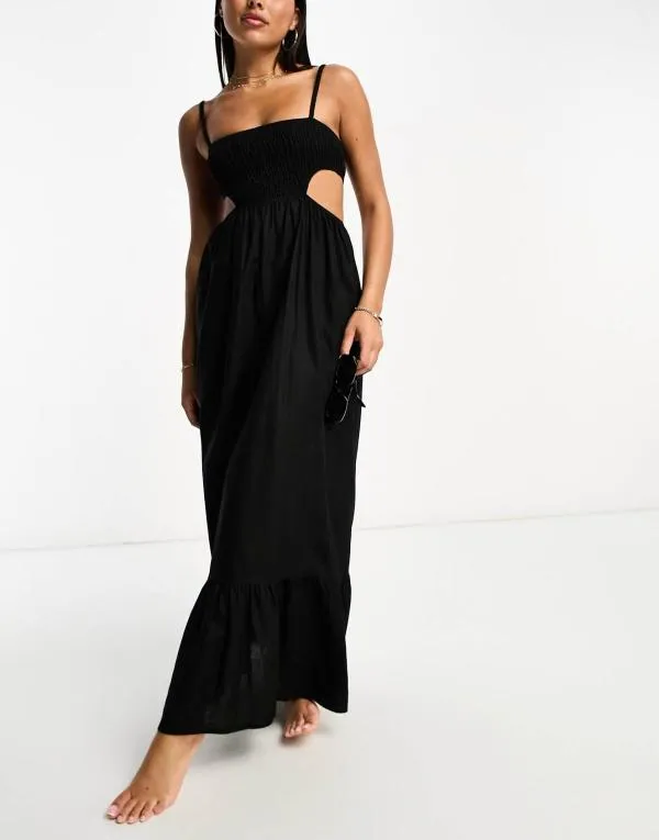 Rochie de plajă ASOS EU 42 | Negru, Maxi, Bretele subțiri - Image 4