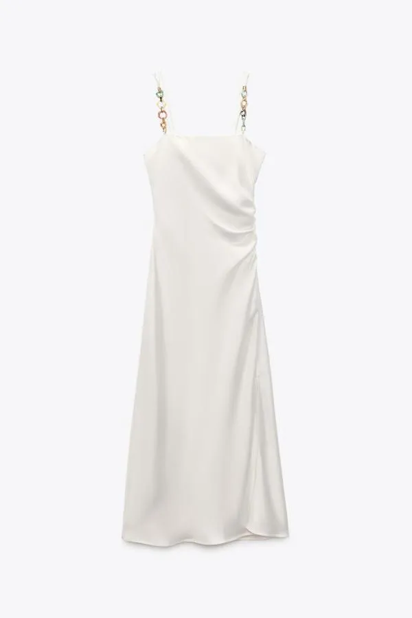 Rochie de vară Zara EU 38 | Alb, Midi, Bretele subțiri - Image 5