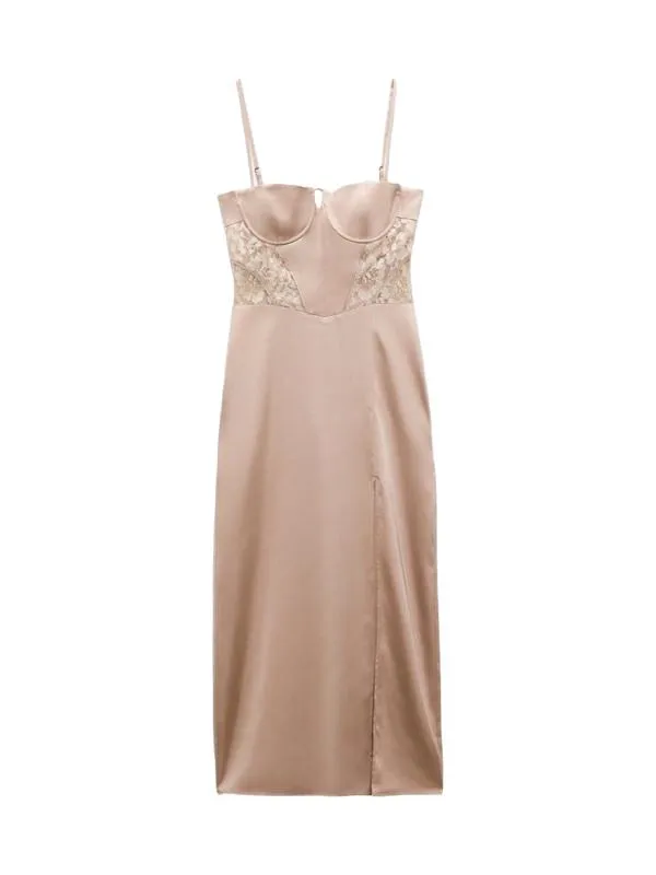 Rochie de seară Zara EU 38 | Mov, Midi, Bretele subțiri, Satinat - Image 2