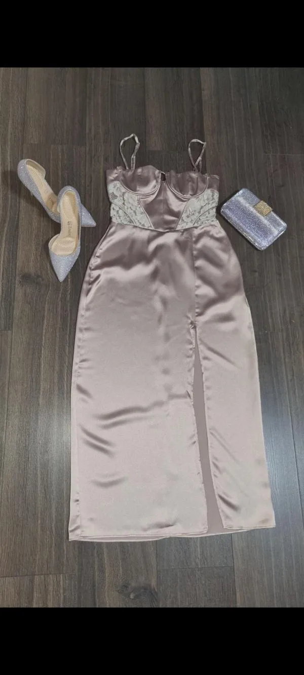 Rochie de seară Zara EU 38 | Mov, Midi, Bretele subțiri, Satinat - Image 7