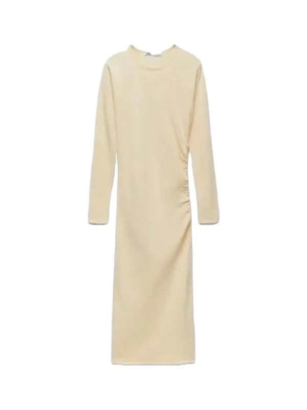 Rochie mulată Zara EU 36 | Galben, Maxi, Mânecă lungă