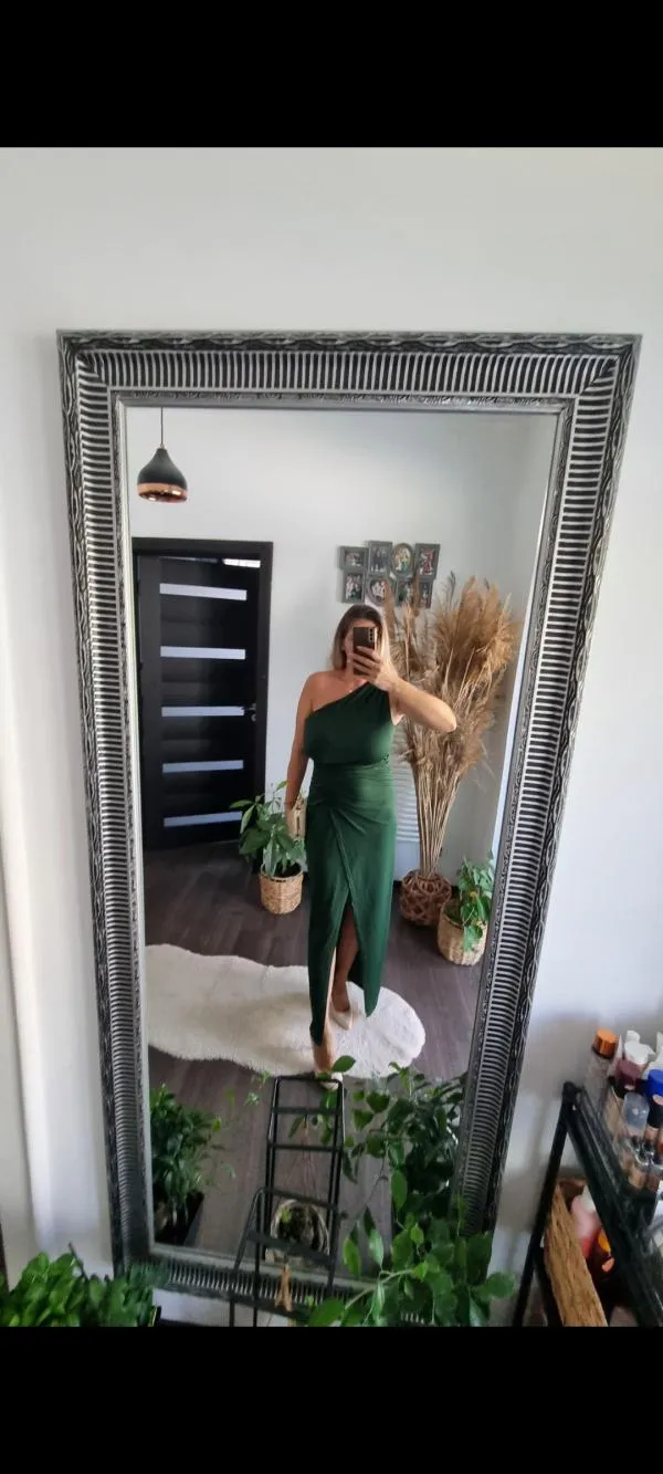 Rochie de seară Shein EU 40 | Verde, Midi, Pe un umăr - Image 2