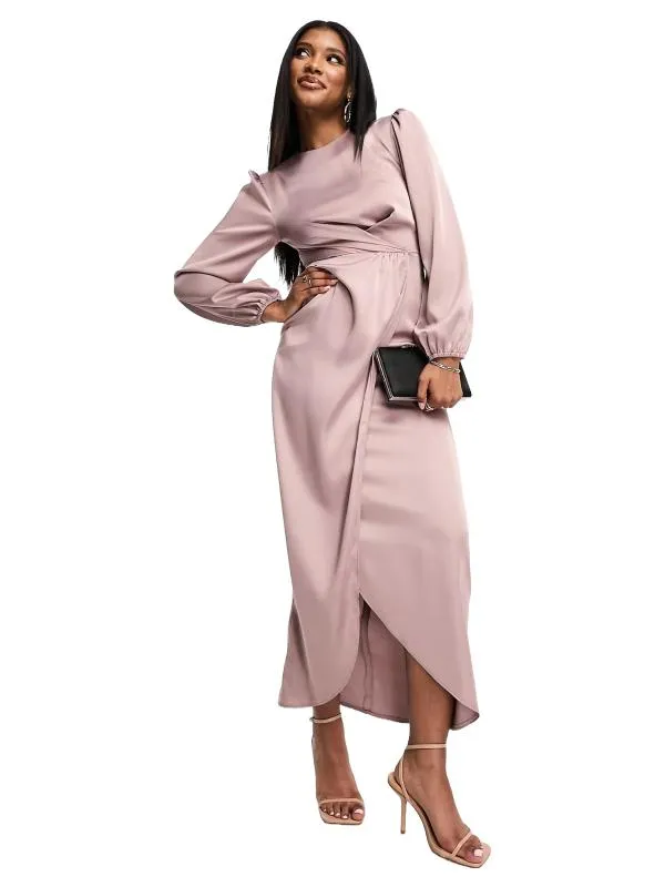 Rochie de seară ASOS EU 42 | Mov, Midi, Mânecă lungă