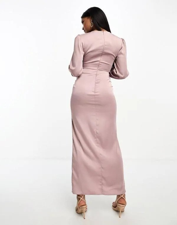 Rochie de seară ASOS EU 42 | Mov, Midi, Mânecă lungă - Image 4