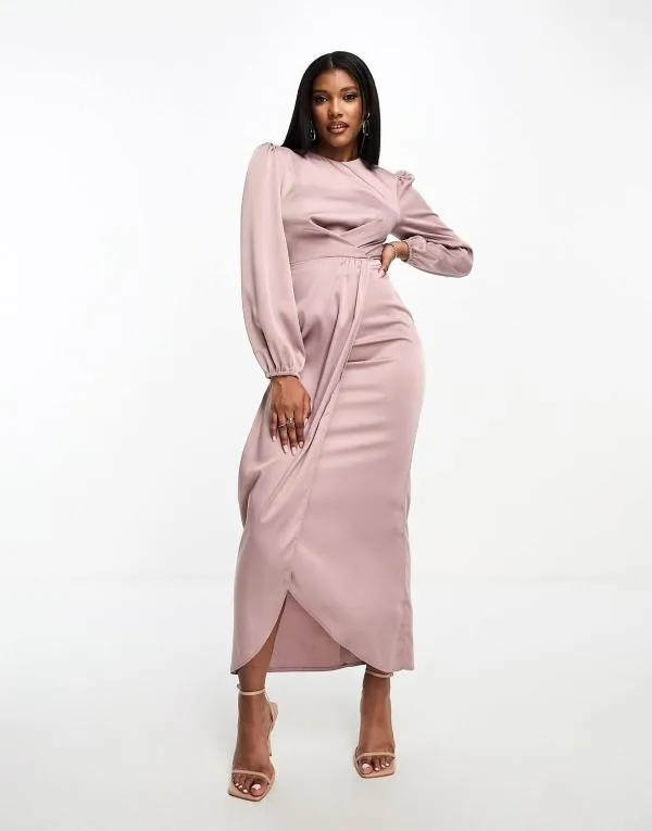 Rochie de seară ASOS EU 42 | Mov, Midi, Mânecă lungă - Image 2